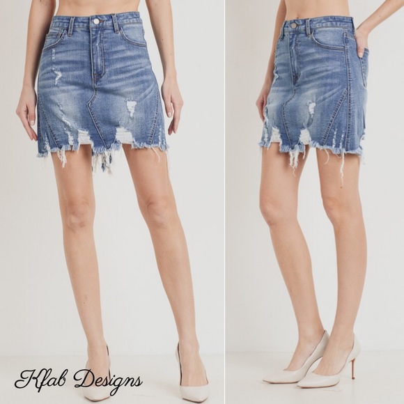 ❤️LAST CHANCE! Destructed Mid Waist Denim Skirt! - Picture 4 of 4